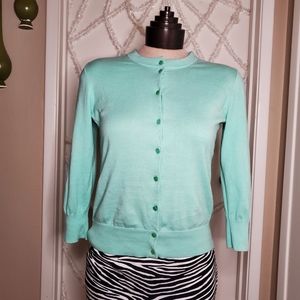 J. CREW Small Pastel Seafoam Green Retro Cardigan